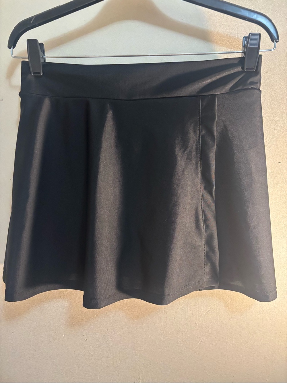 Womens Swim Skort Skirt Pull On Stretch Basic Black Size Large
